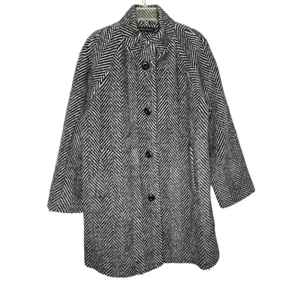 Investments Black & White Soft Woven Longline Coat